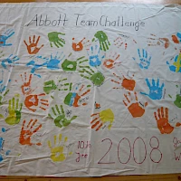 Mehrere Handabdrücke vom Teamtraining 2008