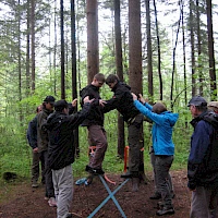 gemeinsam übers Seil balancieren