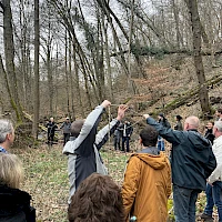 gemeinsam am Seil durch den Wald