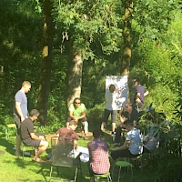 Teamtraining mit Flipchart in der Natur