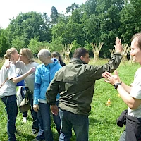 Team klatscht bei Outdoor Teamchallenge